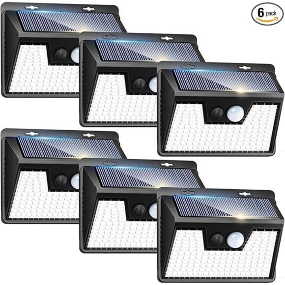 Solar Motion Sensor Lights Outdoor 140 LED Waterproof Security Fence Yard Deck - Picture 7 of 7